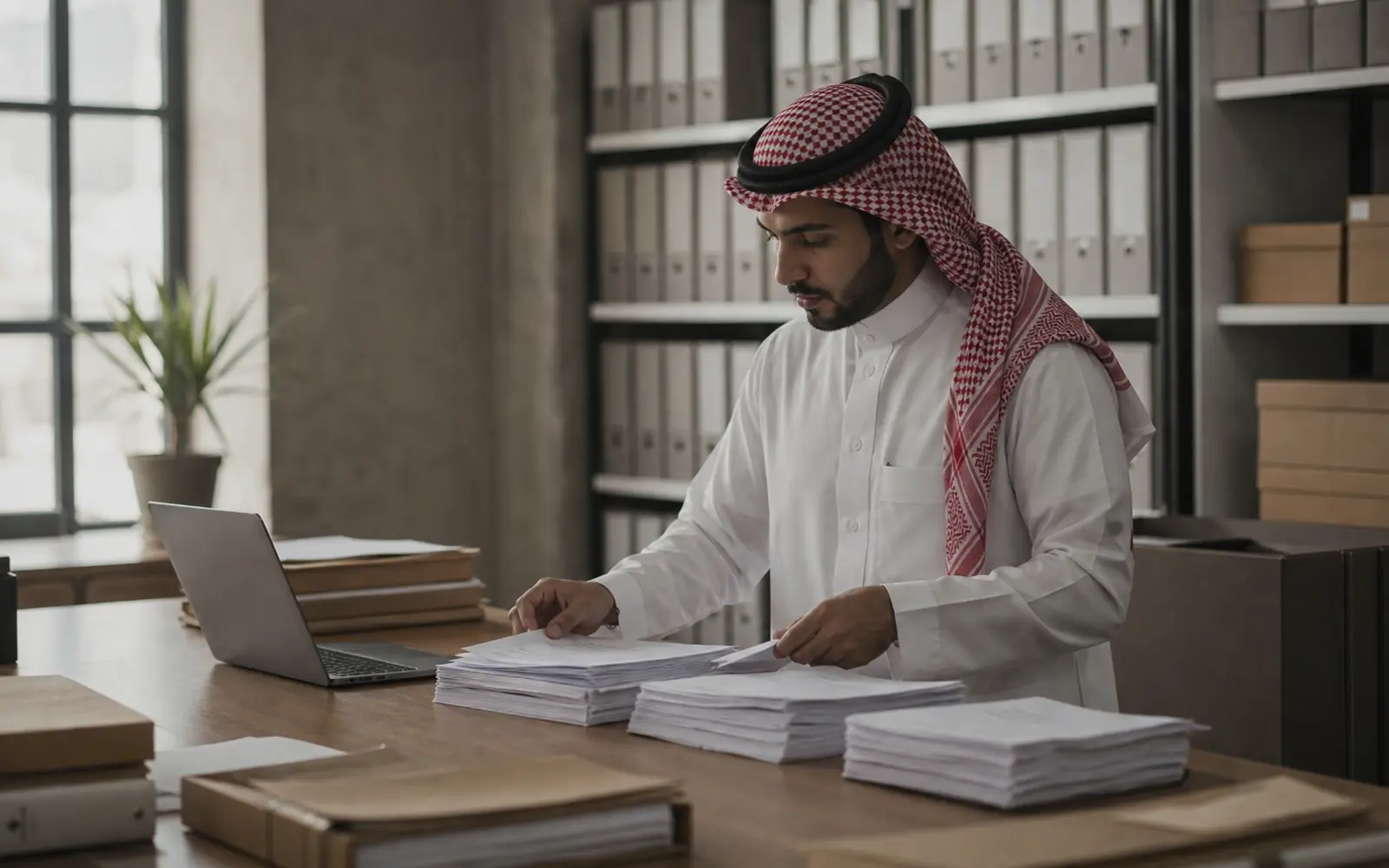 مختصة معرفة ترتب وثائق مؤسسة على طاولة عمل قبل ربطها بنظام بحث.