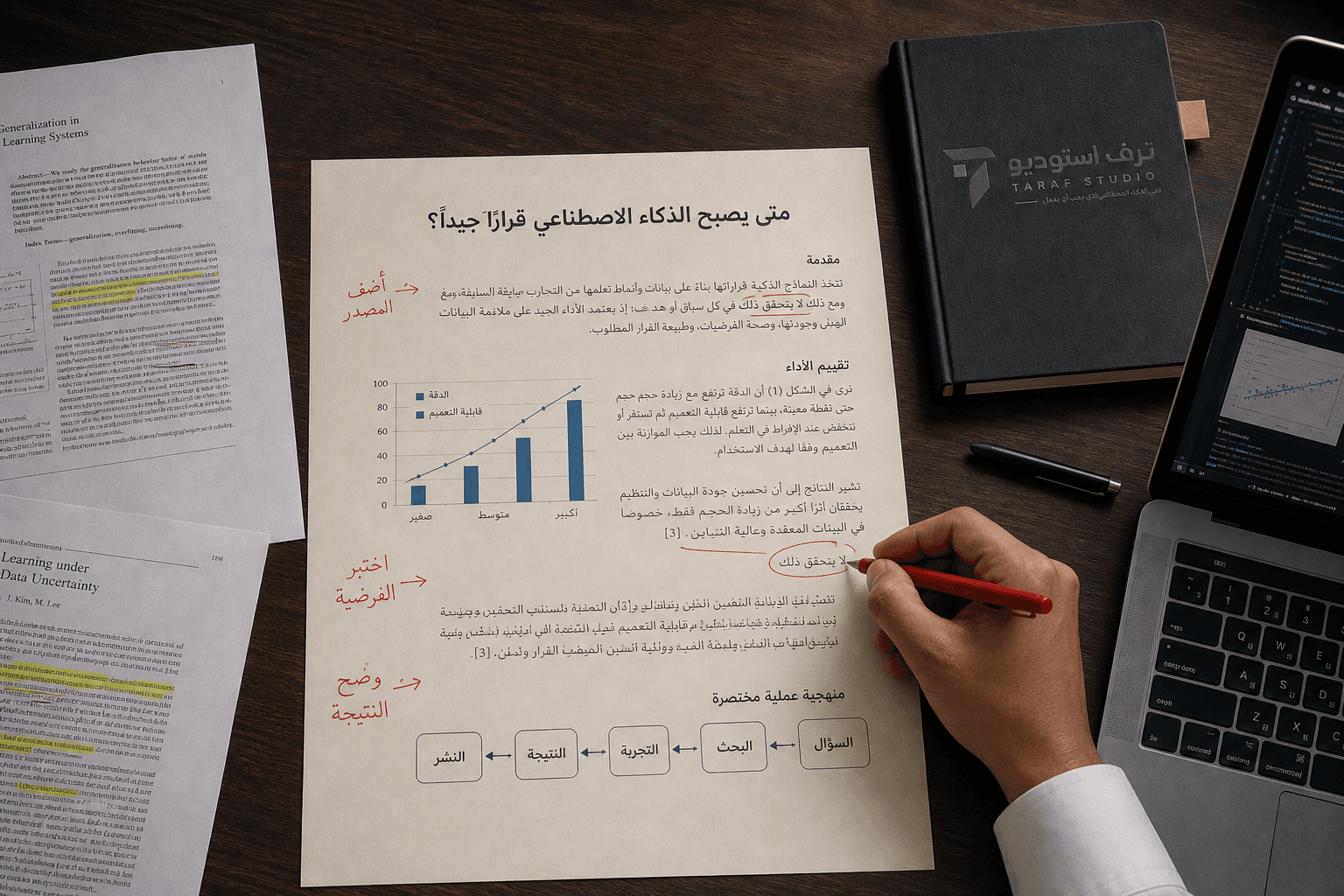 مسودة مقال عربي عن الذكاء الاصطناعي قيد المراجعة على مكتب بحثي