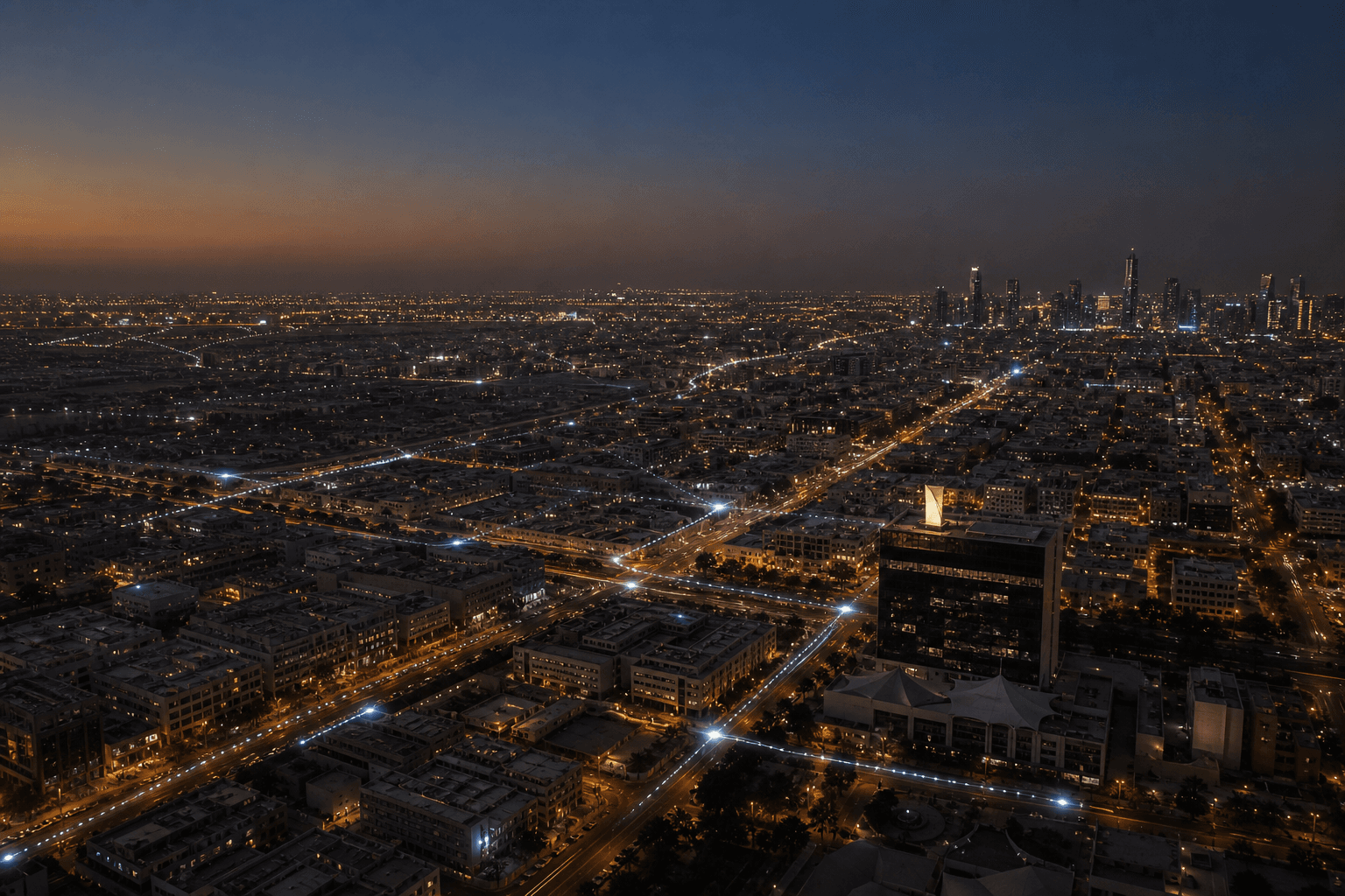 شبكة مدينة الرياض ليلًا بوصفها صورة للقدرات الوطنية المتصلة