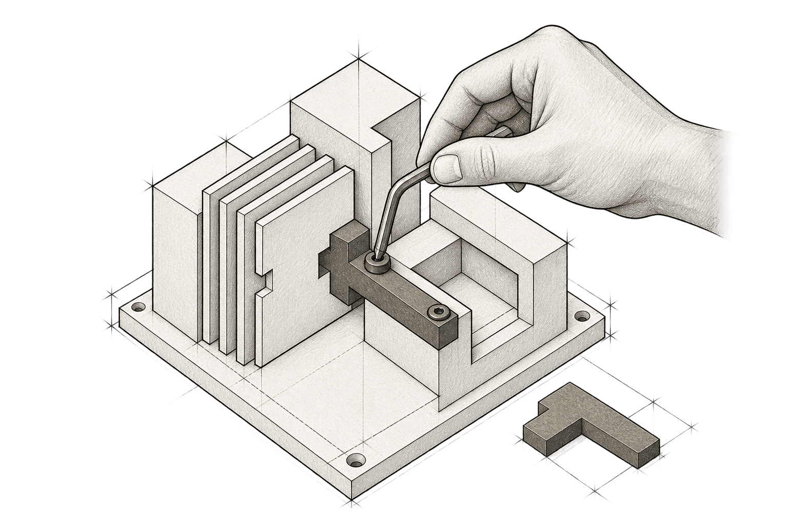 يد تثبت آخر جزء في نظام مكتمل وجاهز للتحقق